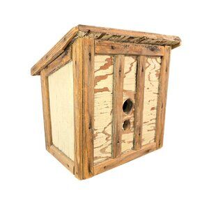 Rustic Wooden Birdhouse With Distressed Paint Weathered Finish Shed Roof CM2251